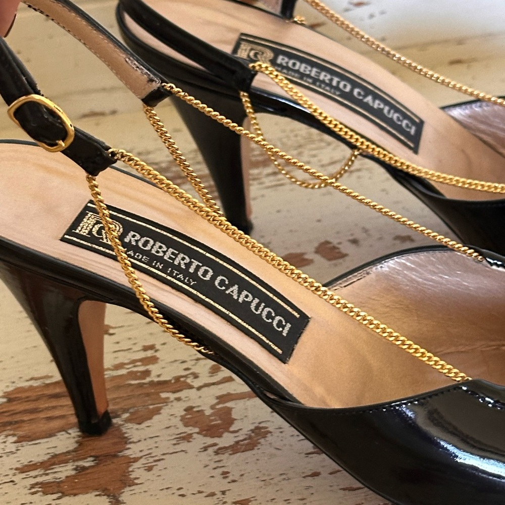 Patent Italian leather Capucci slingbacks